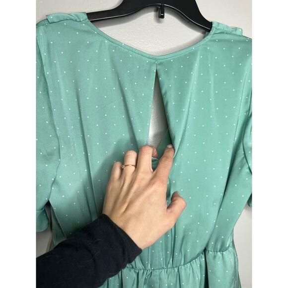 BCBGeneration Womens Surplice Faux Wrap Ruffle Detail Polkadot Dress Medium - Picture 4 of 7